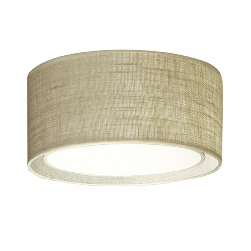 Plafón cilíndrico de 2 luces diámetro 30cm con tapa traslúcida cáñamo claro